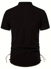 Men's Casual Lace Up Hooded Short Sleeve Shirt