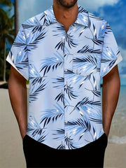 Tropical Leaf Pattern Short Sleeve Hawaiian Shirt