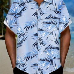 Tropical Leaf Pattern Short Sleeve Hawaiian Shirt