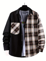 Men's Plaid Button Up Shirt with Chest Pocket