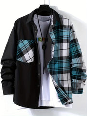 Men's Plaid Button Up Shirt with Chest Pocket