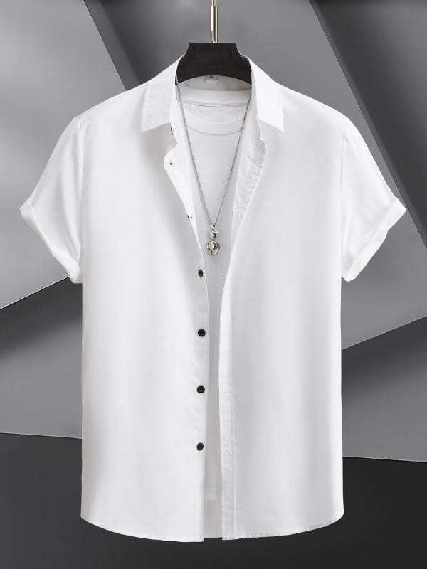 Solid Men's Short Sleeve Casual Shirt for Summer