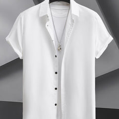 Solid Men's Short Sleeve Casual Shirt for Summer