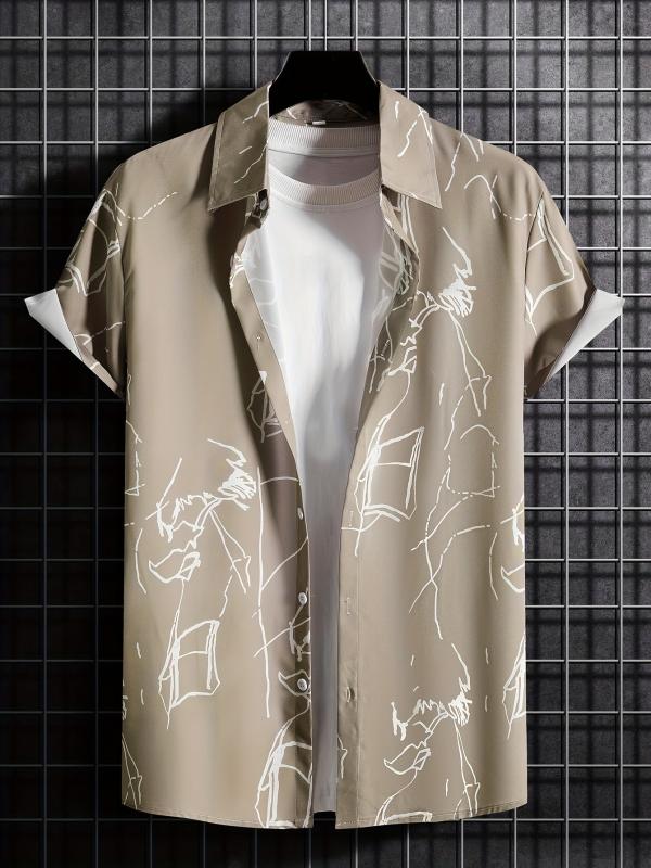 Casual Short Sleeve Hawaiian Shirt for Summer Vacation