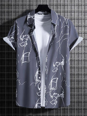 Casual Short Sleeve Hawaiian Shirt for Summer Vacation