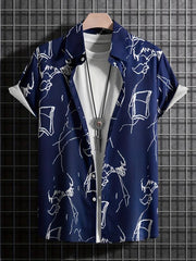 Casual Short Sleeve Hawaiian Shirt for Summer Vacation