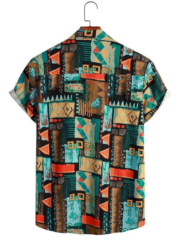 Men s Geometric Pattern Short Sleeve Shirt