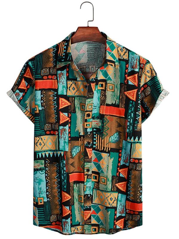 Men s Geometric Pattern Short Sleeve Shirt