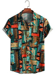 Men s Geometric Pattern Short Sleeve Shirt