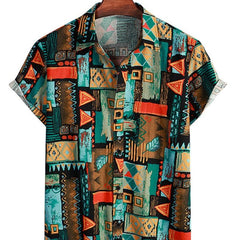 Men s Geometric Pattern Short Sleeve Shirt