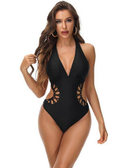 Sexy Deep V Neck One Piece Swimsuit Backless High Cut Bathing Suit