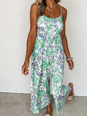 Floral Print Wide Leg Cami Boho Jumpsuit