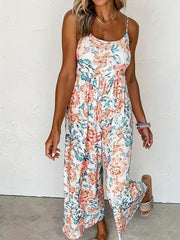 Floral Print Wide Leg Cami Boho Jumpsuit