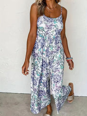 Floral Print Wide Leg Cami Boho Jumpsuit