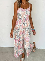 Floral Print Wide Leg Cami Boho Jumpsuit
