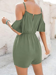 Cold Shoulder Rompers Spaghetti Slim Waist Women's Clothing