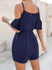 Cold Shoulder Rompers Spaghetti Slim Waist Women's Clothing