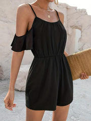 Cold Shoulder Rompers Spaghetti Slim Waist Women's Clothing