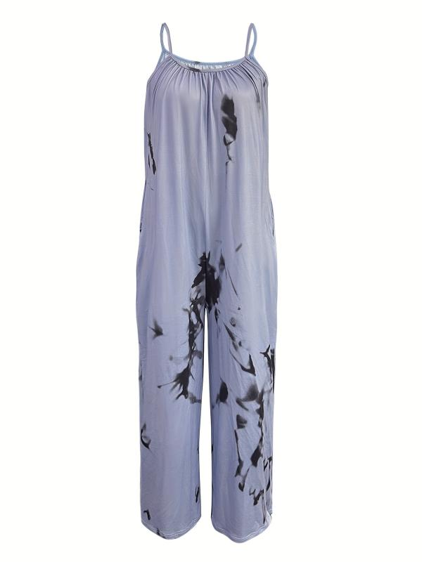 Boho Loose Tie Dye Cami Jumpsuit Wide Leg Romper