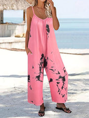 Boho Loose Tie Dye Cami Jumpsuit Wide Leg Romper