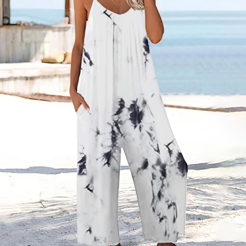 Boho Loose Tie Dye Cami Jumpsuit Wide Leg Romper