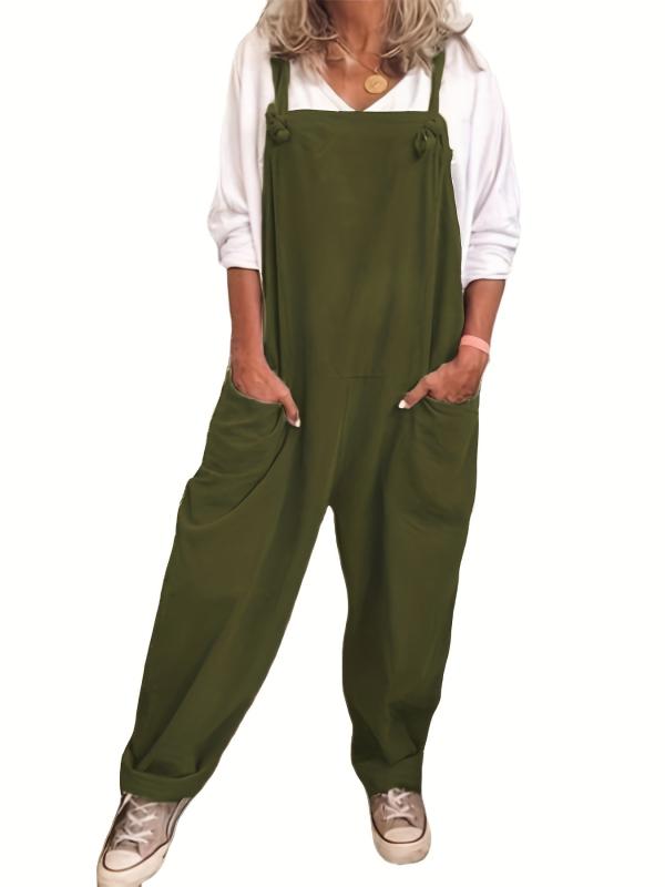 Dual Pockets Overall Jumpsuit Casual Solid Overall Jumpsuit