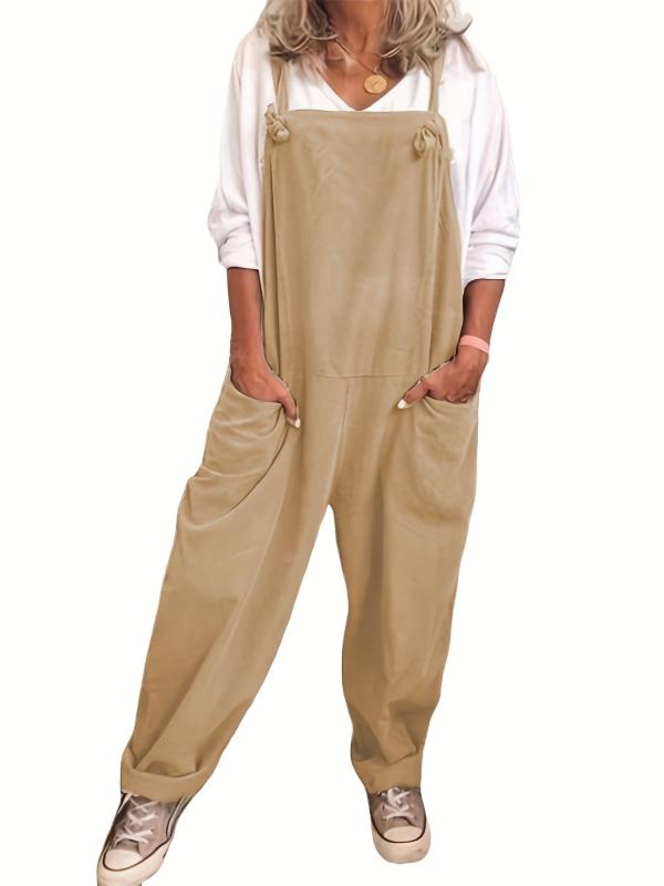 Dual Pockets Overall Jumpsuit Casual Solid Overall Jumpsuit