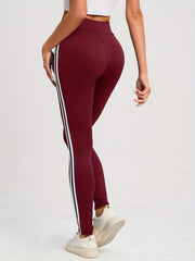 Striped High Waist Leggings Casual Slim Long Length