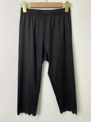 Scallop Trim Skinny Capris Leggings Spring Summer Women's Clothing