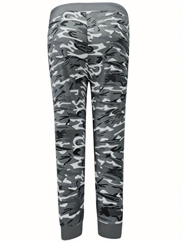 Camo Print Drawstring Leggings Casual Slim Summer Random Printing Leggings