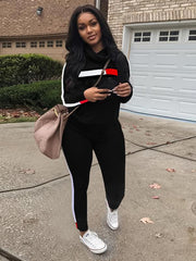 Striped Graphic Tracksuit Turtleneck Shirt & Sweatpants