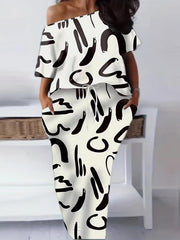 Camouflage Two Piece Skirt Set Short Sleeve T shirt & Drawstring Skirt