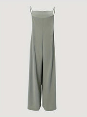 Solid Spaghetti Wide Leg Jumpsuit Casual Sleeveless Summer Jumpsuit