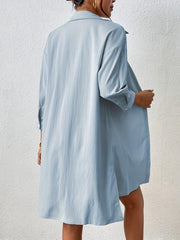 Casual Two Piece Set Button Front Collar Shirt & Elastic Waist Shorts