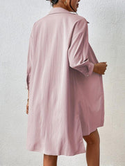 Casual Two Piece Set Button Front Collar Shirt & Elastic Waist Shorts