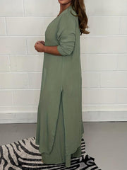 Longline Split Top & Elastic Pants Set