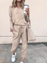 Tie Dye Pantsuits Long Sleeve Tops & Pocket Pants Set