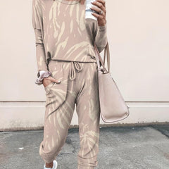 Tie Dye Pantsuits Long Sleeve Tops & Pocket Pants Set