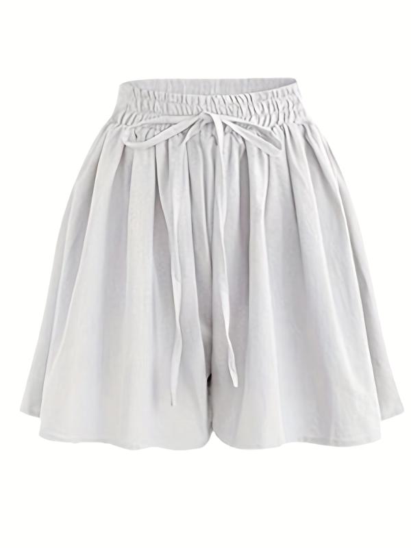 Boho Wide Leg Drawstring Shorts Dual Pockets Smocked Waist Women's Clothing