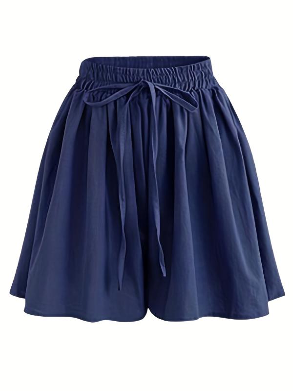 Boho Wide Leg Drawstring Shorts Dual Pockets Smocked Waist Women's Clothing