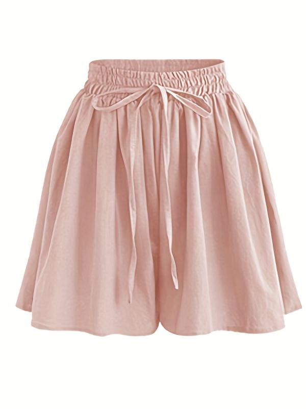 Boho Wide Leg Drawstring Shorts Dual Pockets Smocked Waist Women's Clothing