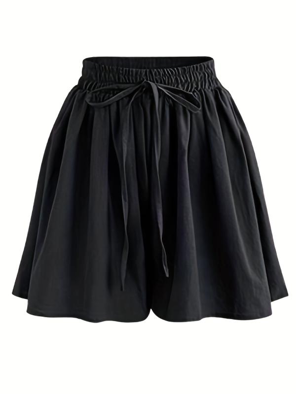 Boho Wide Leg Drawstring Shorts Dual Pockets Smocked Waist Women's Clothing