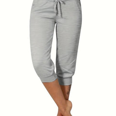 Solid Drawstring Capris Pants Summer Women's Clothing