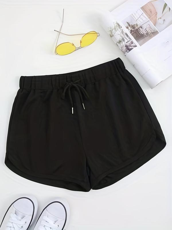 Letter Print Drawstring Shorts for Women