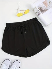 Letter Print Drawstring Shorts for Women