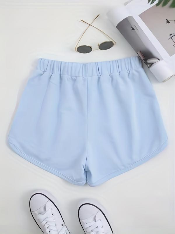 Letter Print Drawstring Shorts for Women