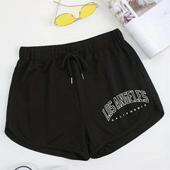 Letter Print Drawstring Shorts for Women