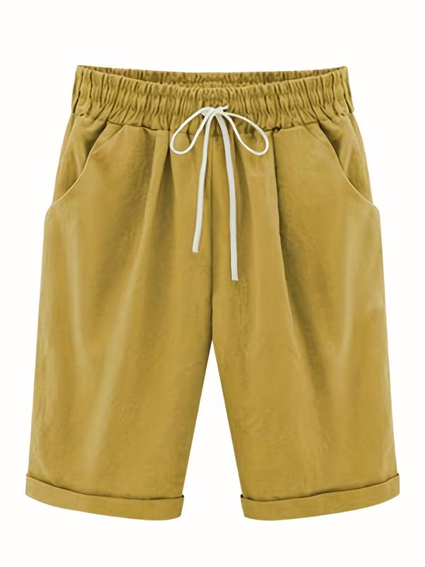 Elastic Drawstring Pockets Summer Shorts Women's Clothing