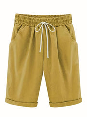 Elastic Drawstring Pockets Summer Shorts Women's Clothing