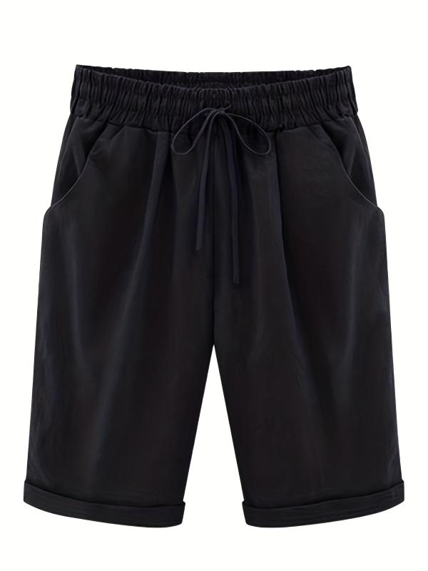 Elastic Drawstring Pockets Summer Shorts Women's Clothing